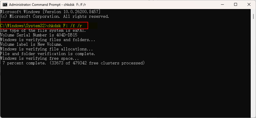 Reparar una unidad RAW con CHKDSK