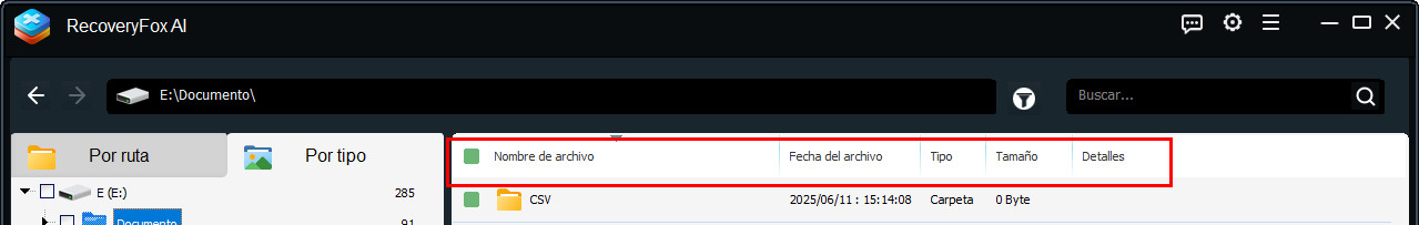 Vista previa de la lista completa de resultados escaneados