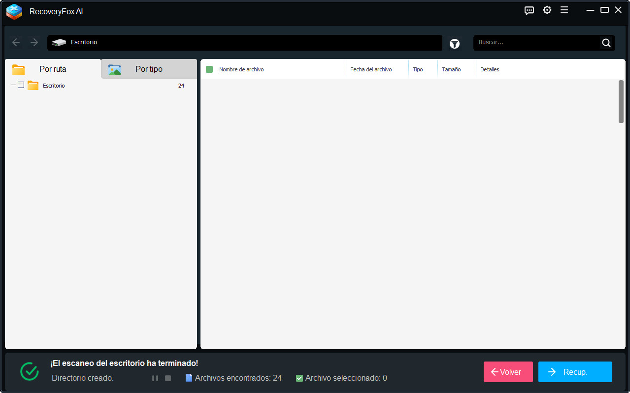 Iniciar escaneo del Escritorio