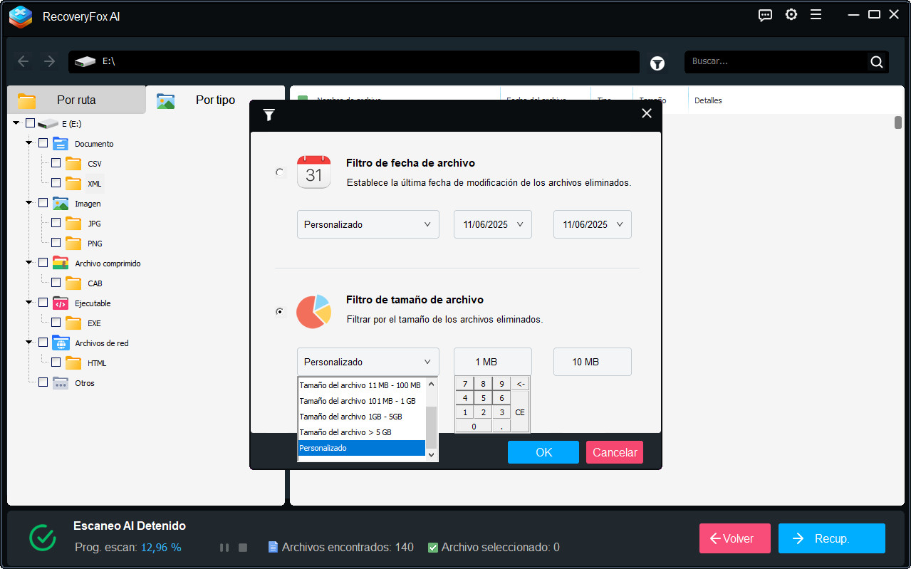 Filtrar Archivos por Tamaño