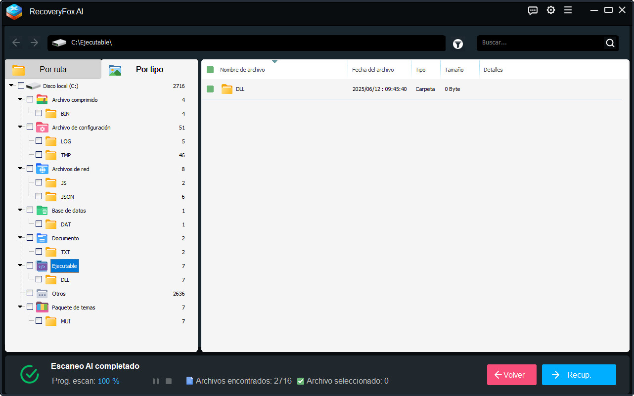 Tipo de Archivo en RecoveryFox AI