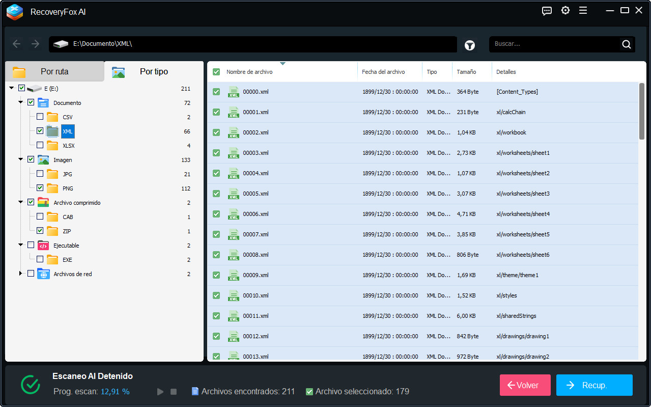 Selección por lotes para recuperar