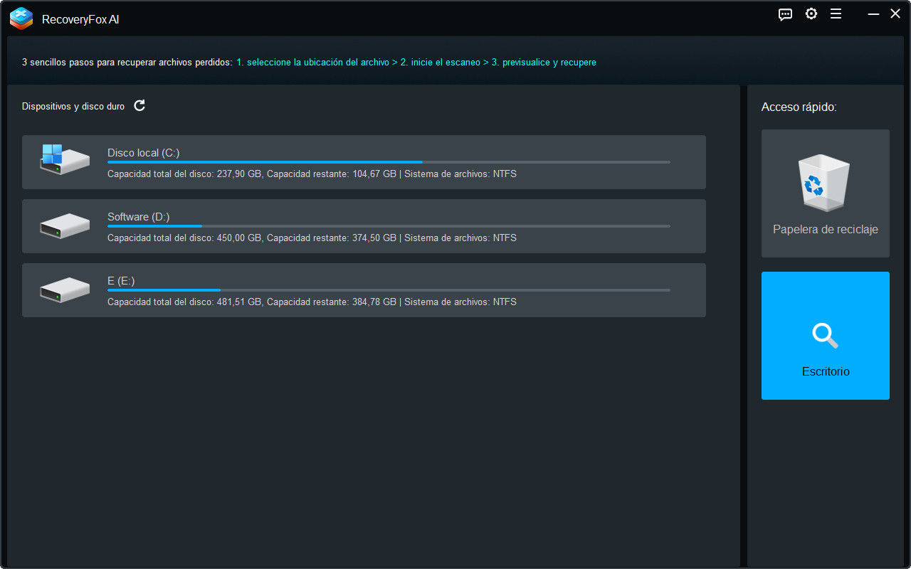 Selecciona la ubicación de los archivos