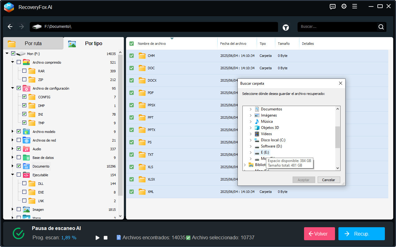 Previsualiza y recupera