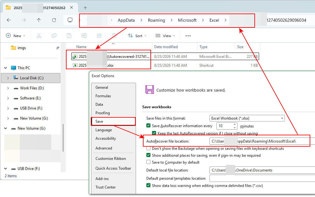 Encontrar la ubicación de los archivos de Autorrecuperación de Excel
