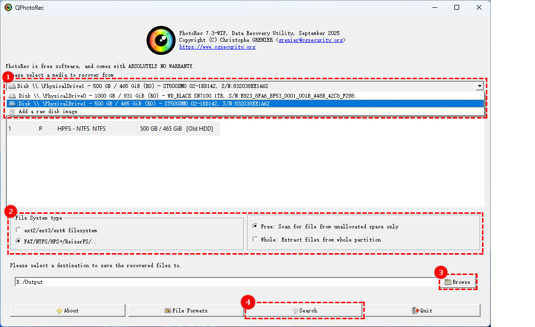 Escaneo con QPhotoRec