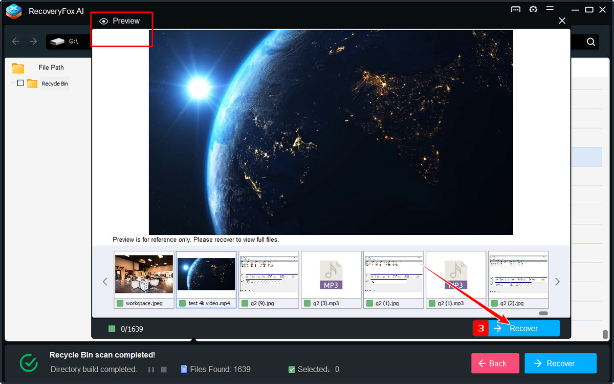Previsualizar y recuperar archivos