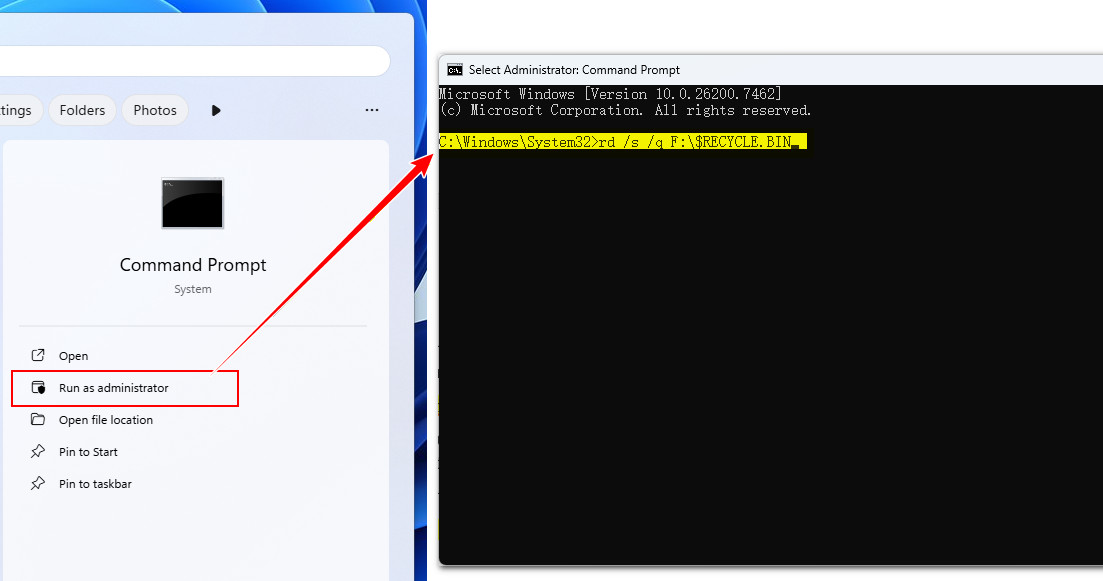 Forzar vaciado de la Papelera con comandos