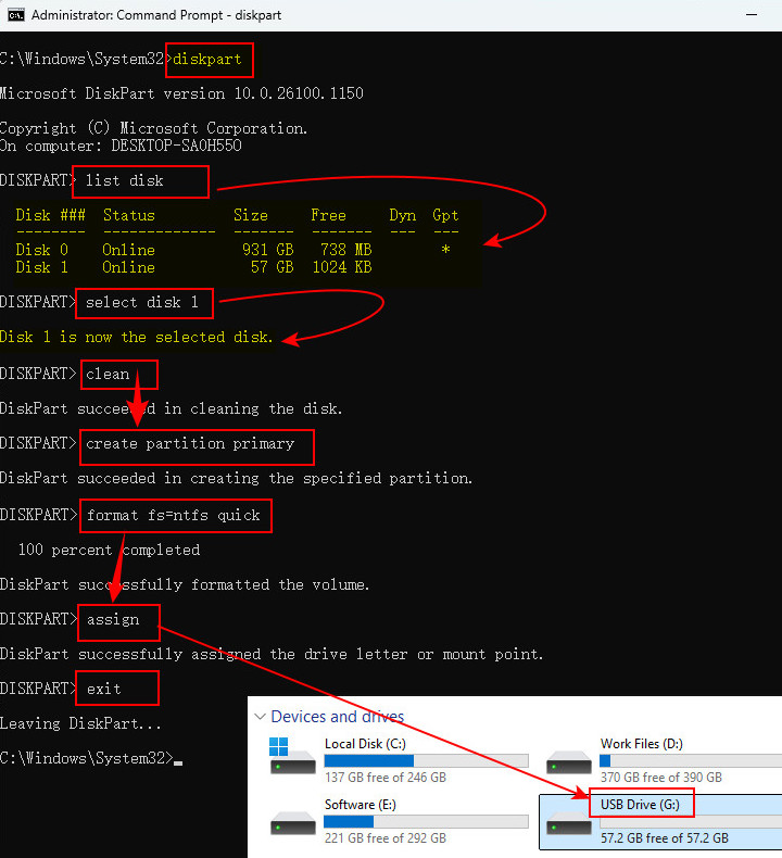 Formatear una unidad USB con DiskPart