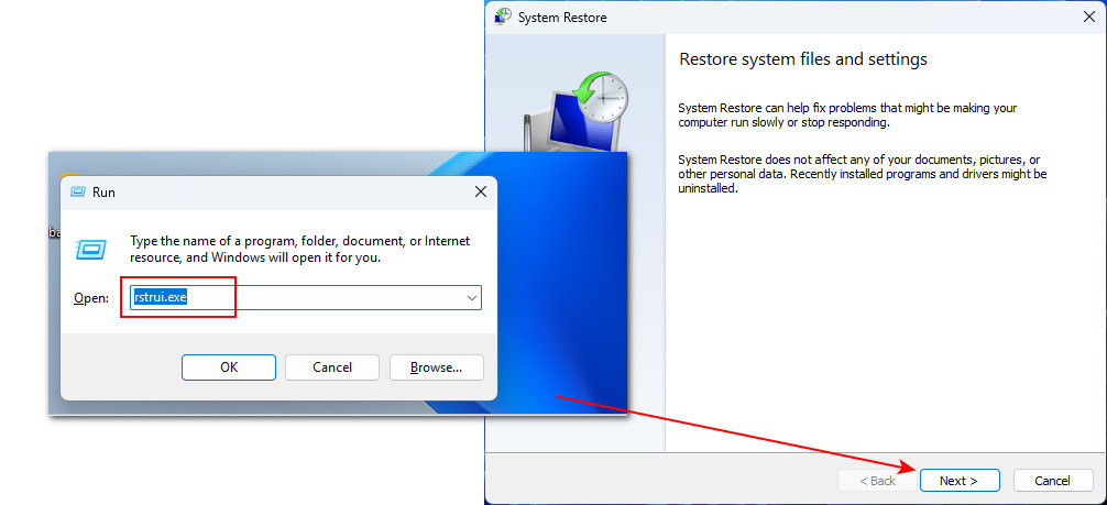 Abrir Restaurar sistema en Windows 11